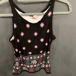 No Boundaries Black Tank Top with Pink and Multicolor Accents